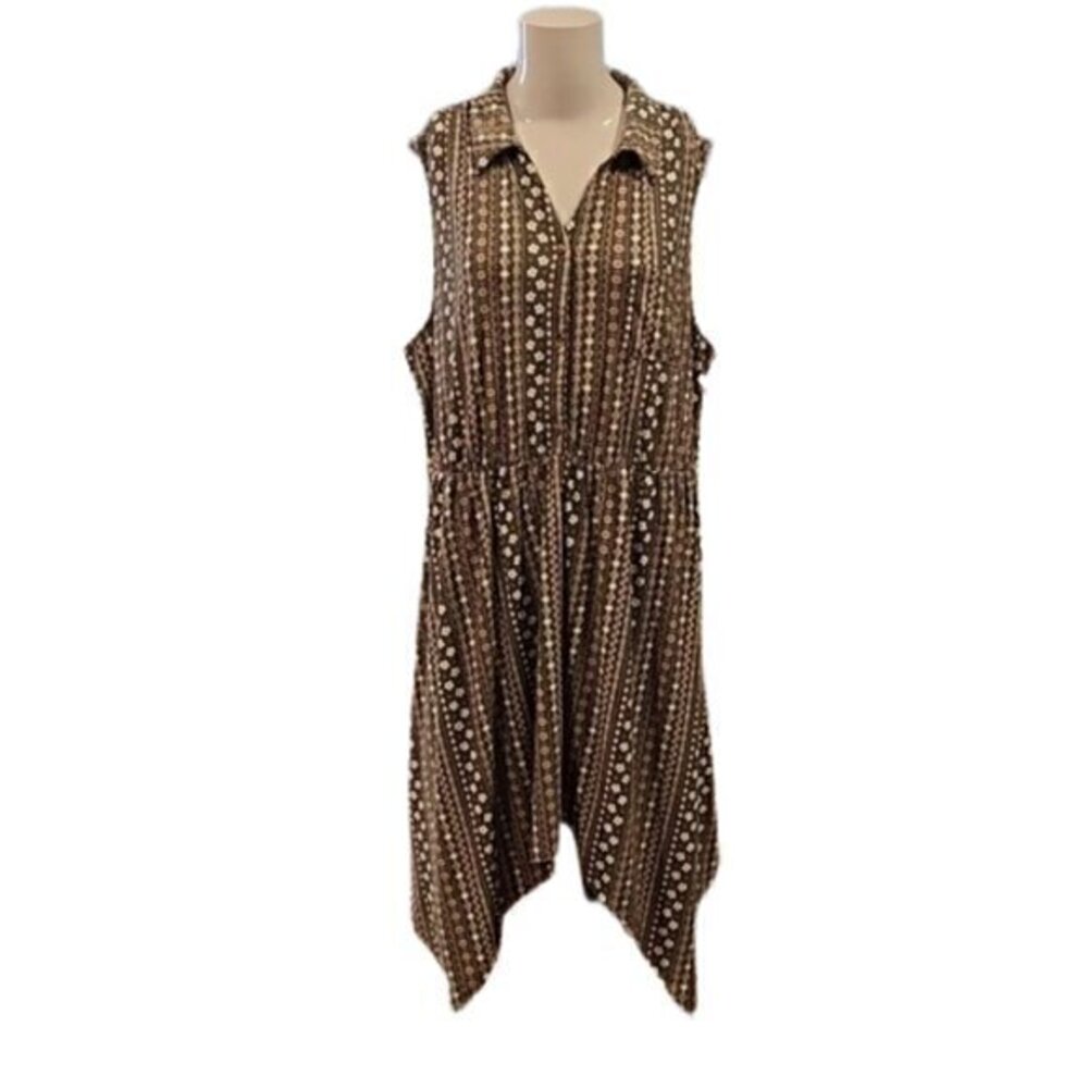 [No Boundaries] Collared Button Down Hi Low Elastic Waist Dress - Size XXXL